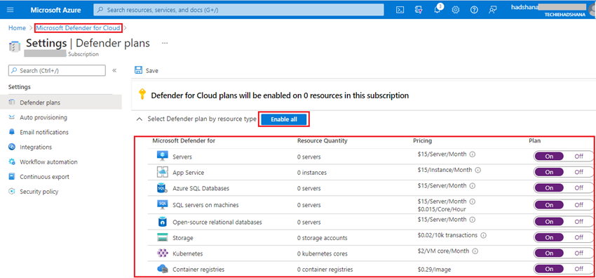 How To Enable Microsoft Defender For All The Azure Subscriptions On Cloud